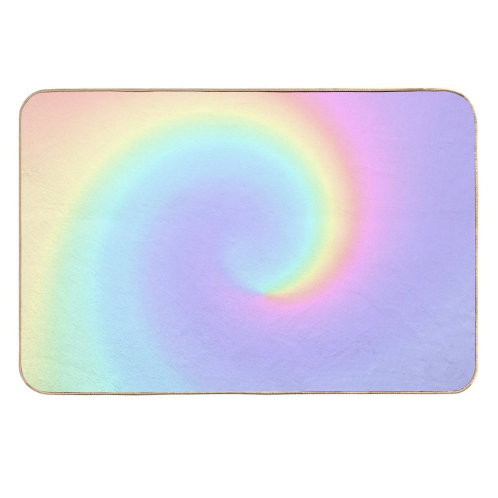 Light Pastel Rainbow Spiral Durable Bath Mat