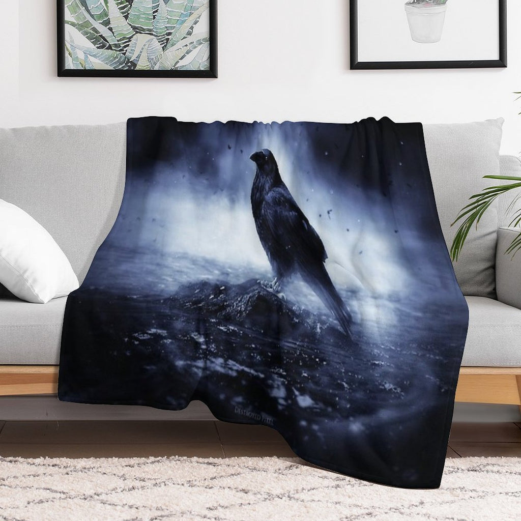 Raven in Mystical Light Lightweight Throw Blanket