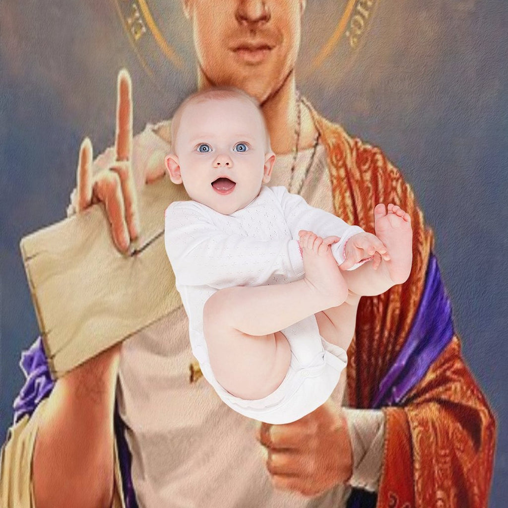 Saint Brendan of Fraser, Brendan Fraser Original Religious Painting Premium Throw Blanket