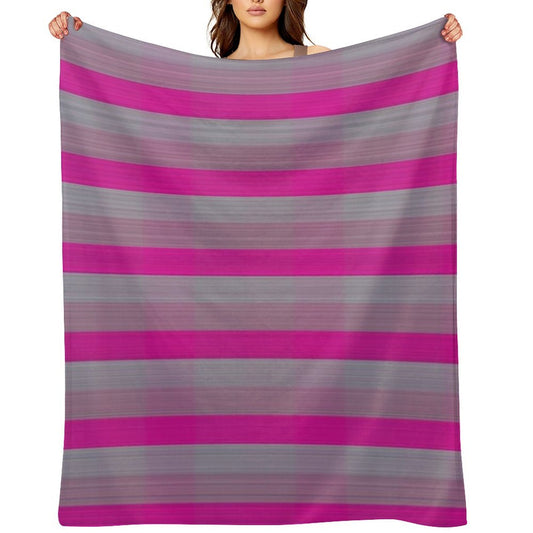 Bright Pink  Silver Fabric Lines Pattern Easy Care Throw Blanket