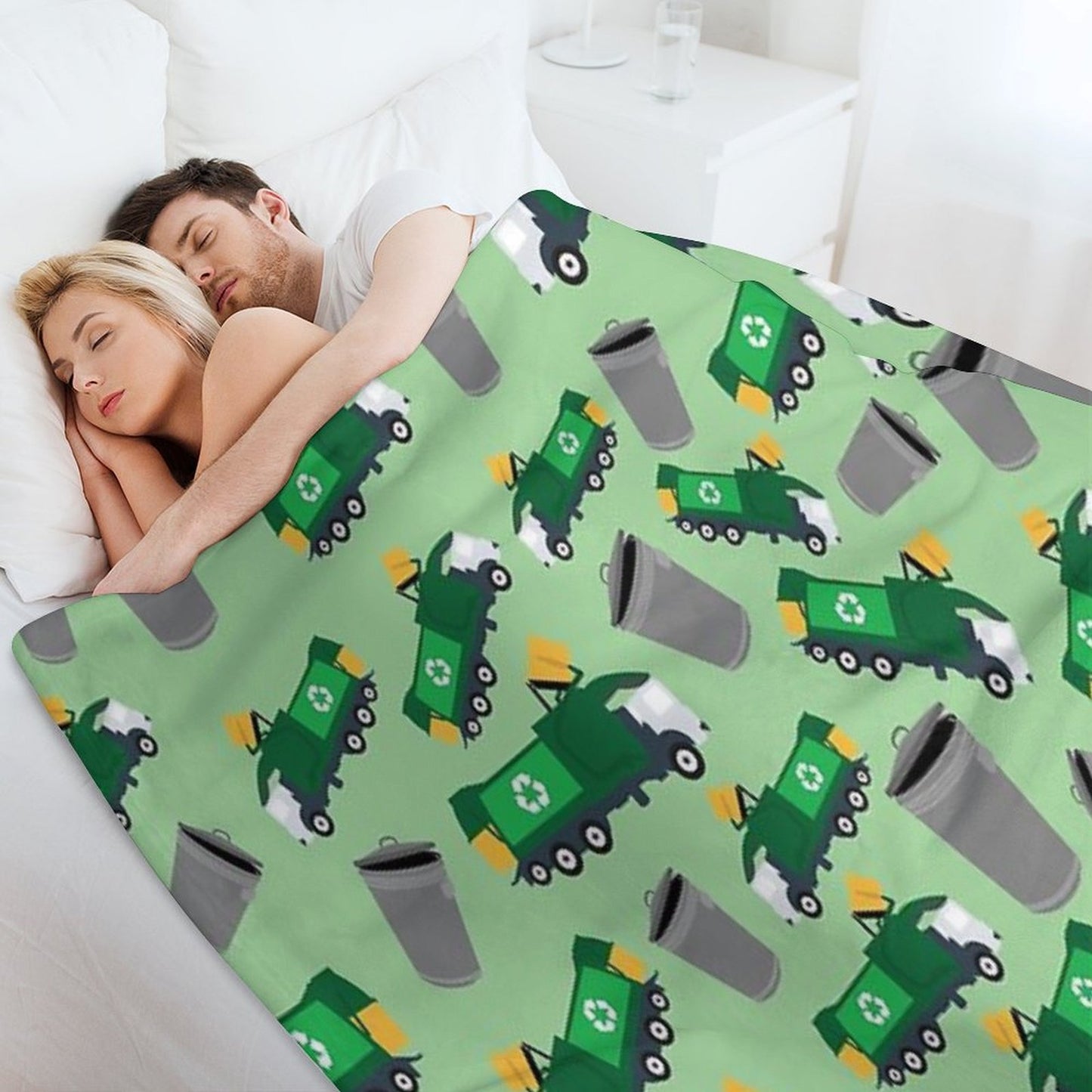 Recycling Garbage Truck Pattern Durable Throw Blanket