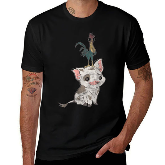 Disney Moana Pua And Hei Hei Simple Portrait  Quick-drying T-Shirt