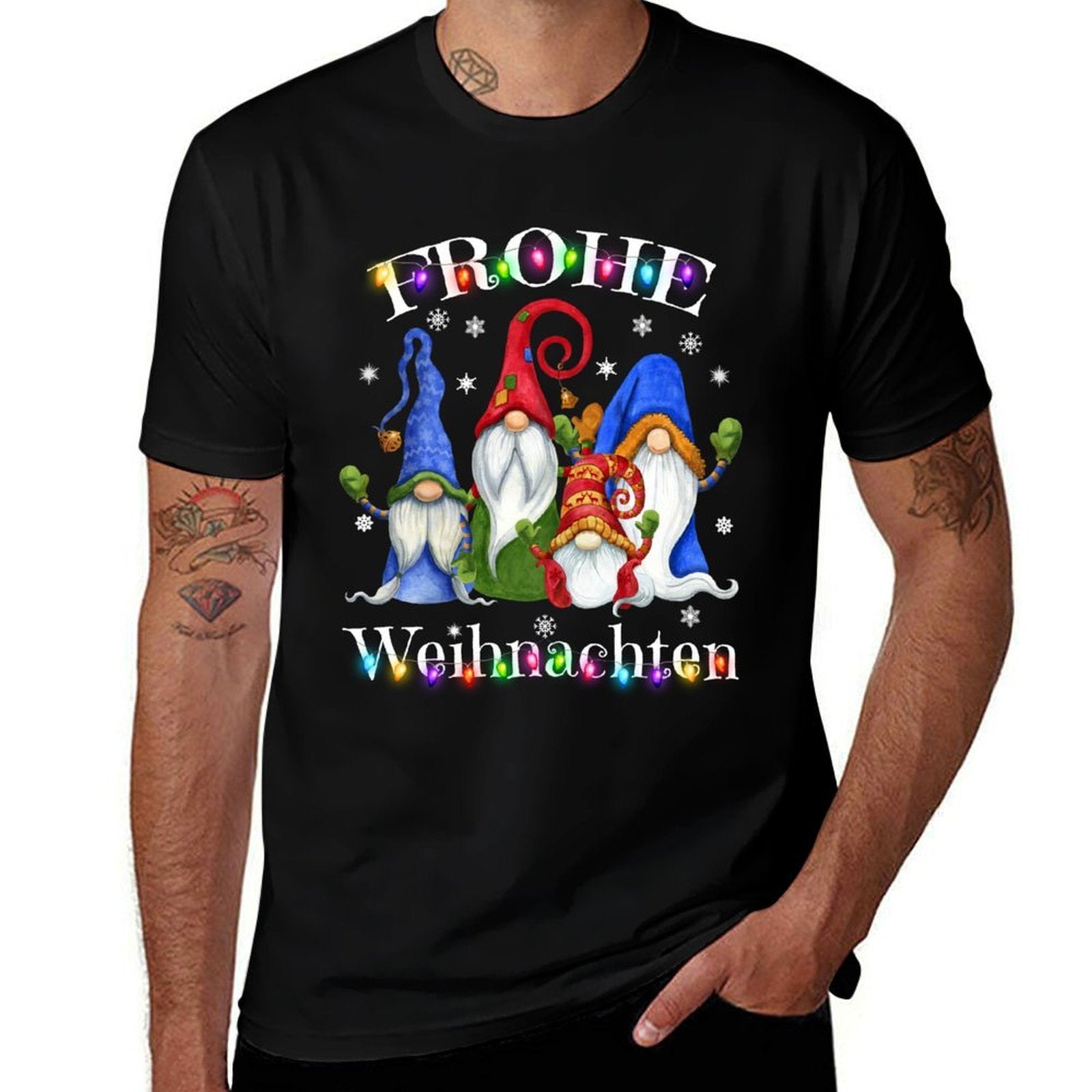 Frohe Weihnachten German Gnome Christmas Decorations Germany Comfortable T-Shirt