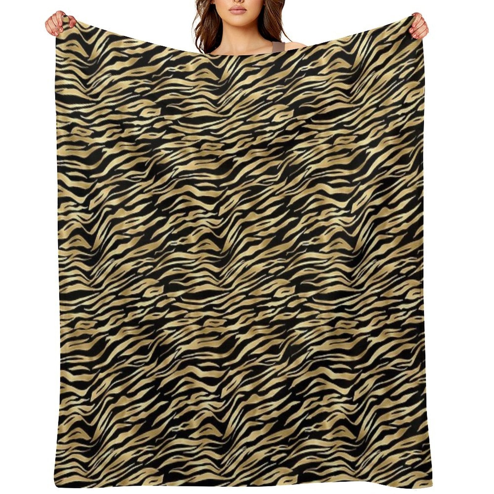 Black And Gold Animal Abstract #1 Premium Throw Blanket