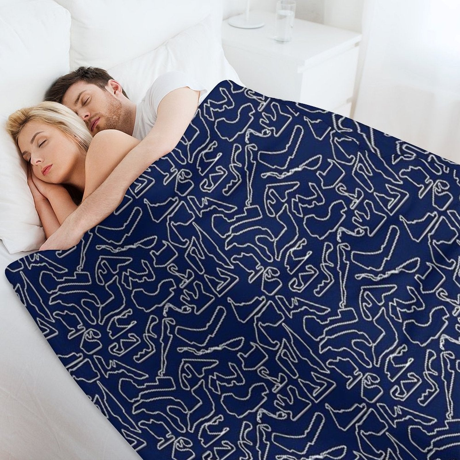 F1 Tracks 2023 (Dark Blue) Eco-conscious Throw Blanket