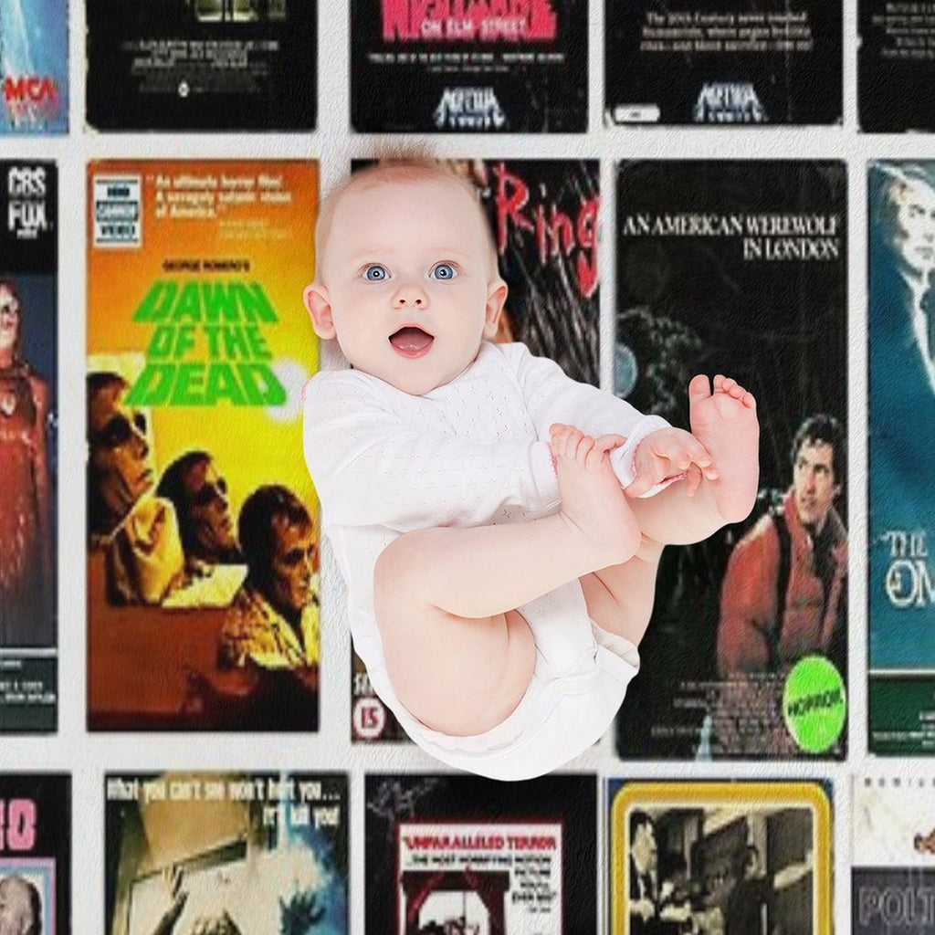 Horror Movie Classics - Cult Films - Vintage VHS Collection Travel-friendly Throw Blanket