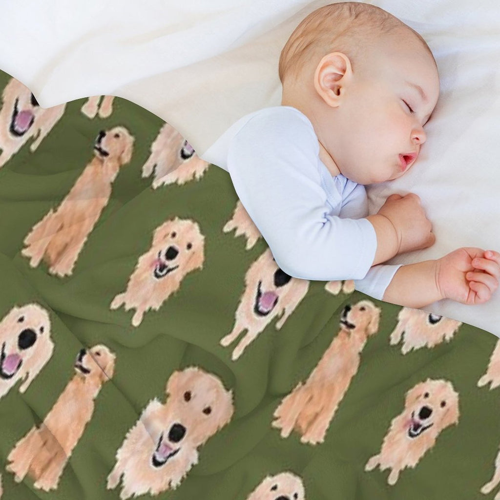 Golden Retrievers Olive Quick-dry Throw Blanket