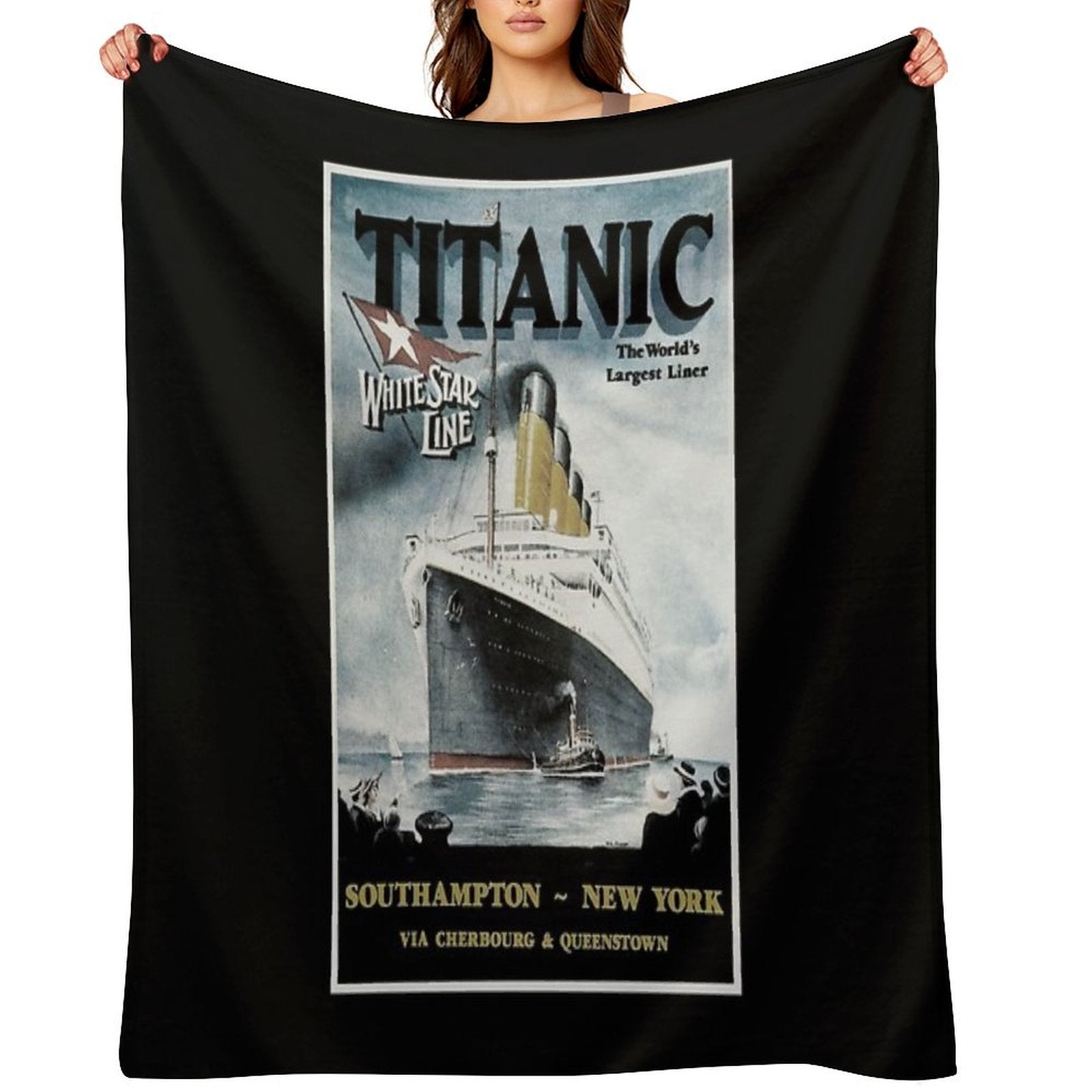 Titanic - Vintage Poster Eco-conscious Throw Blanket