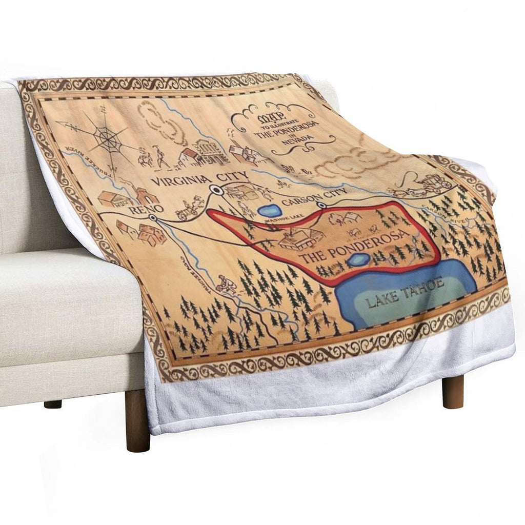 The Ponderosa Ranch Map Quick-dry Throw Blanket