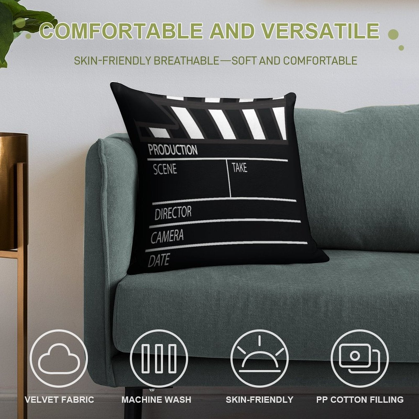 Clapper Board Soft Style Accent Throw Pillow