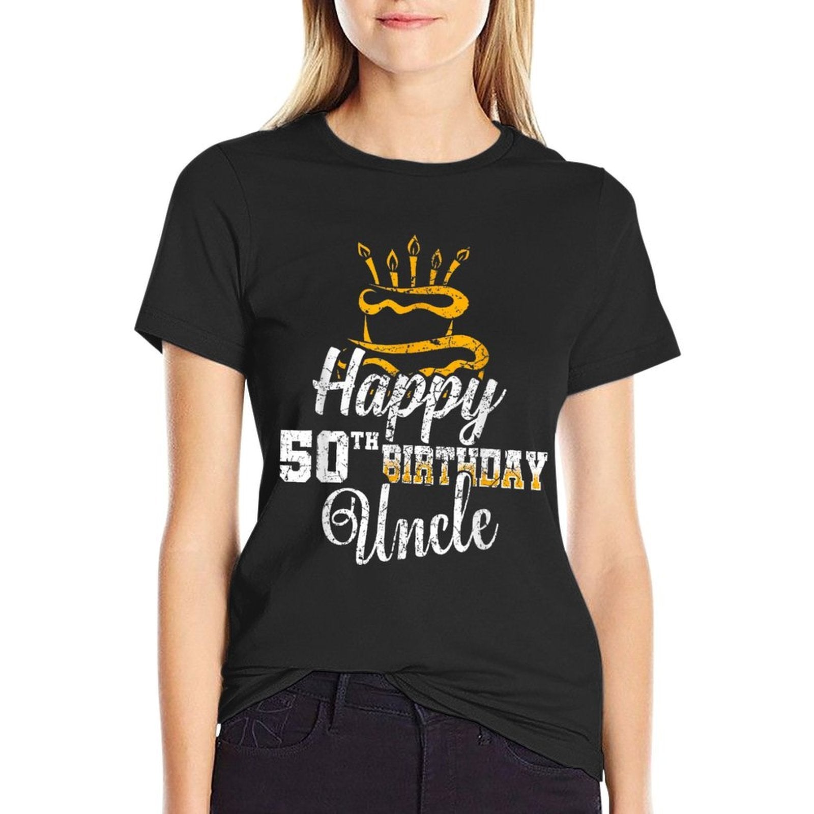 Vintage Happy 50th Birthday Uncle For Nephew Niece  Slim-fit Cut T-Shirt