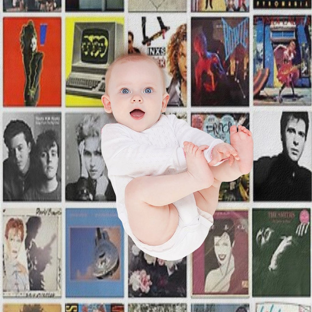 80s Vinyl Covers - 1980s Music - Vintage Album Cover Art Durable Throw Blanket