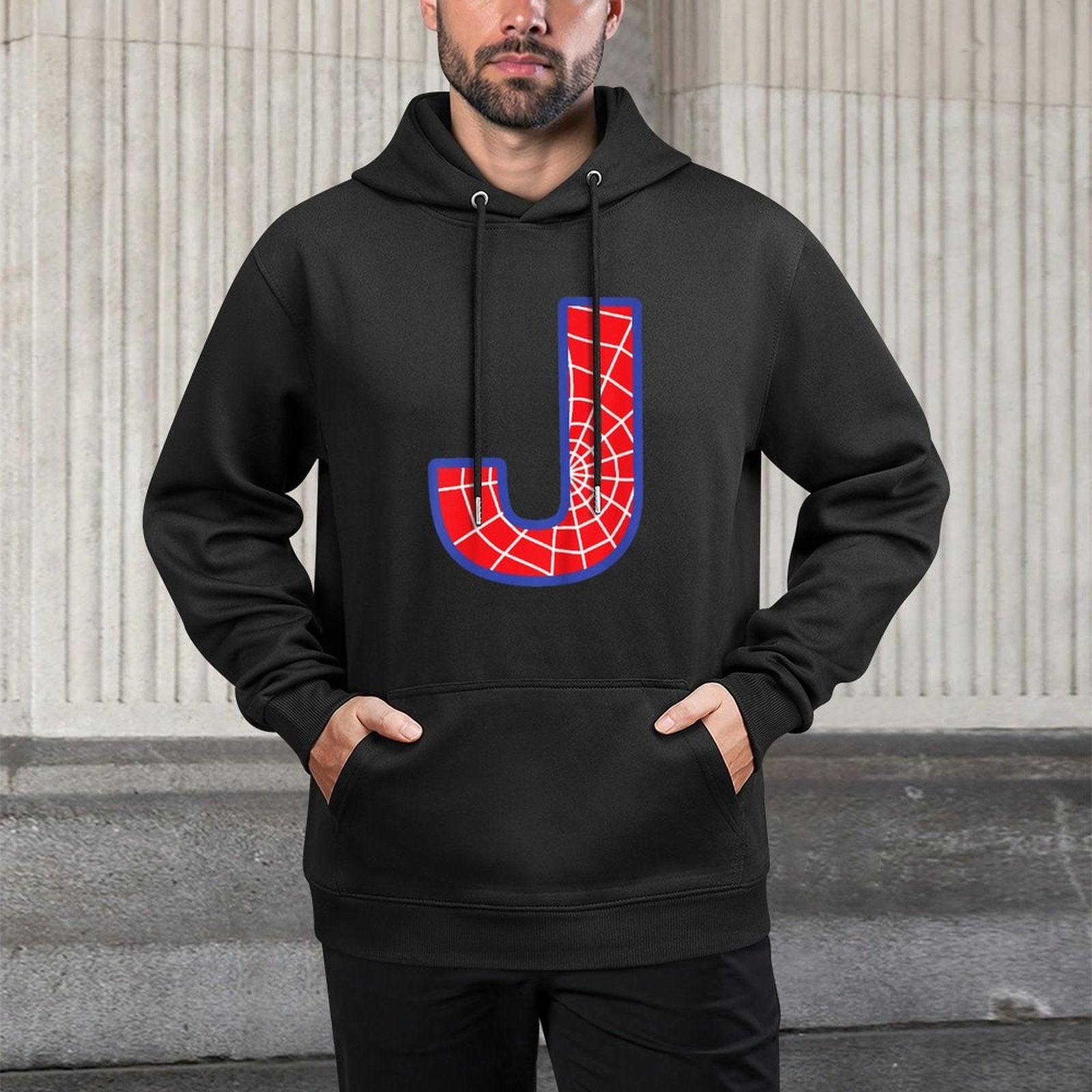 Spider Web Letter J Alphabet Monogram Initial Kids Birthday Customizable Surface Hoodie