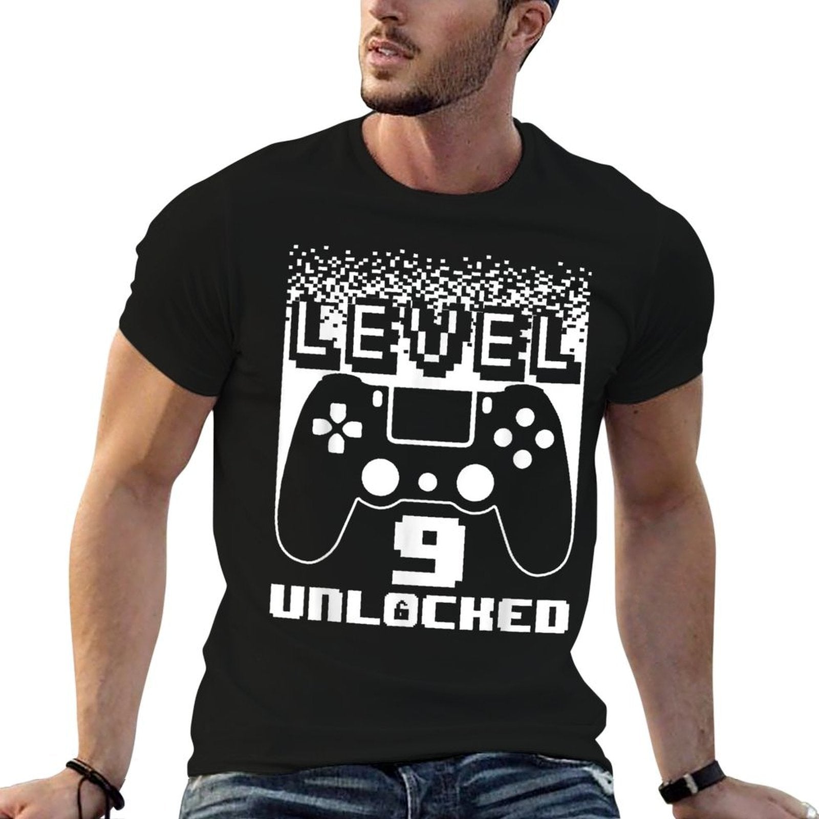 9th Birthday Art For Boys Level 9 Unlocked Gamer 9 Year Old  Eco-friendly Material T-Shirt