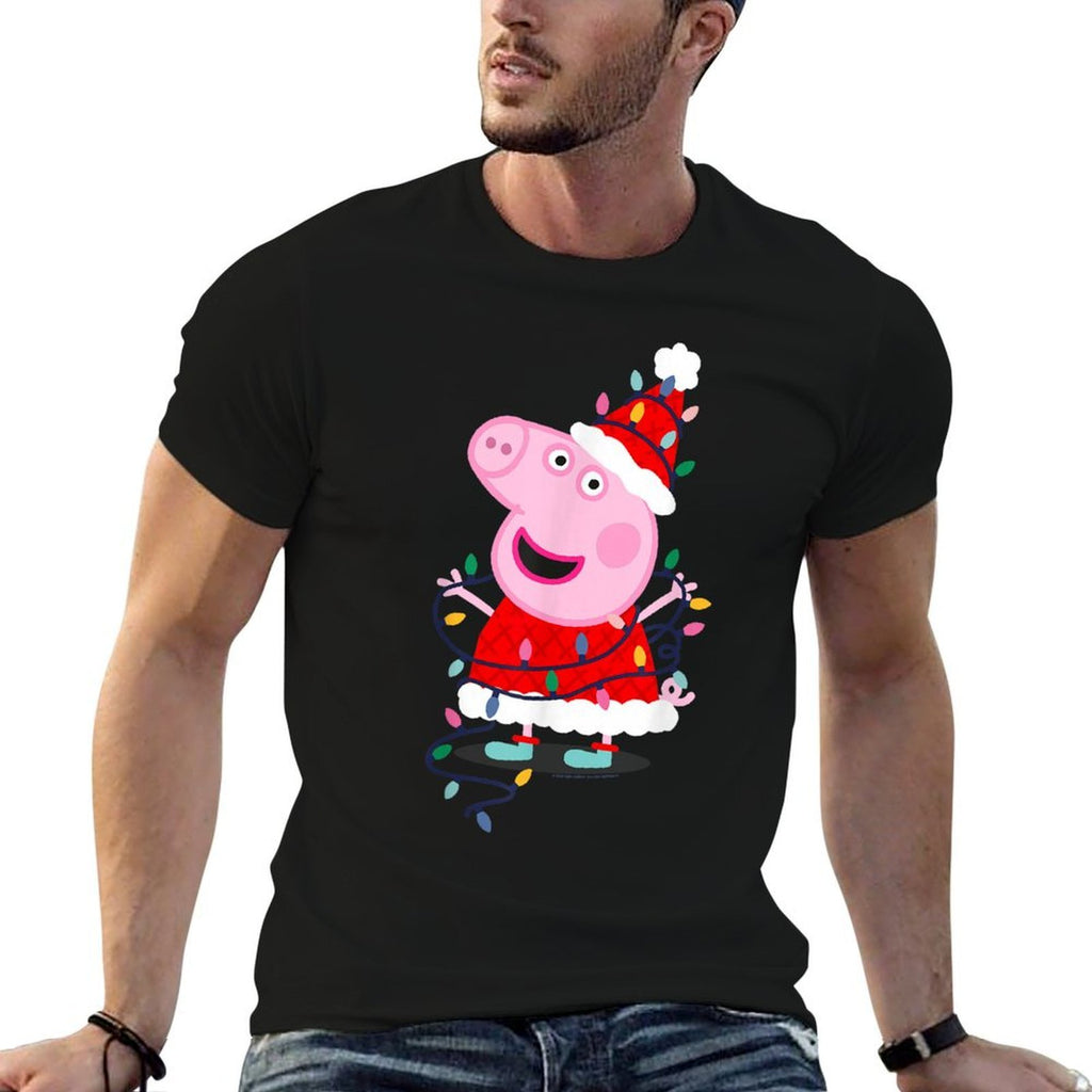 Peppa Pig Christmas Lights  Heathered Texture T-Shirt