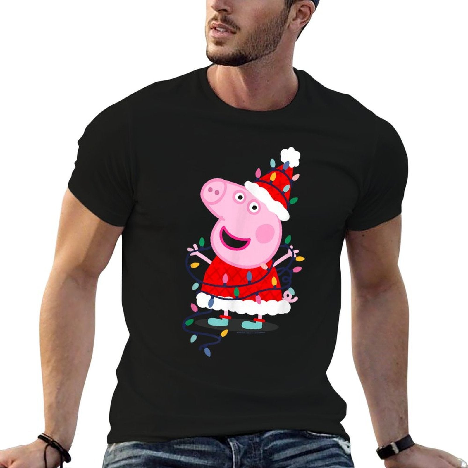 Peppa Pig Christmas Lights  Heathered Texture T-Shirt