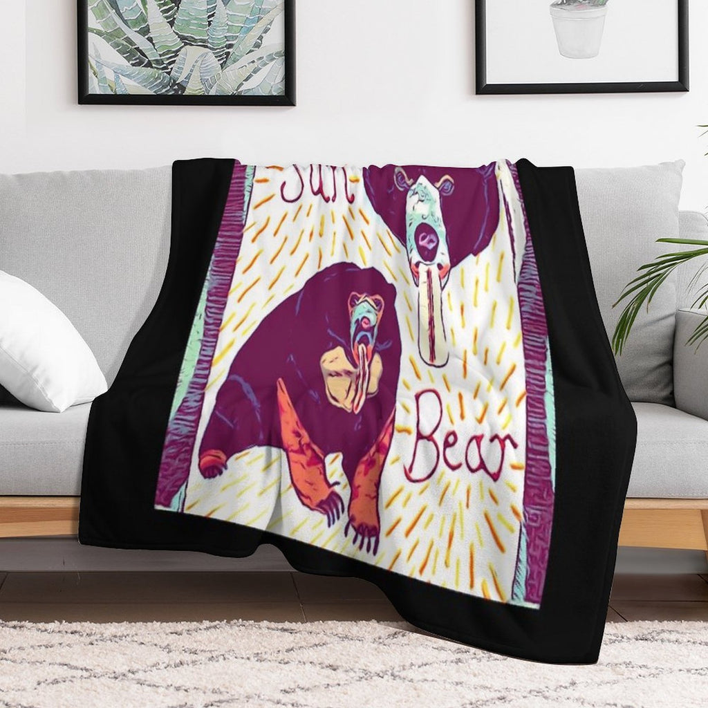 Black And Tan Sun Bear Felt Work Versatility Throw Blanket