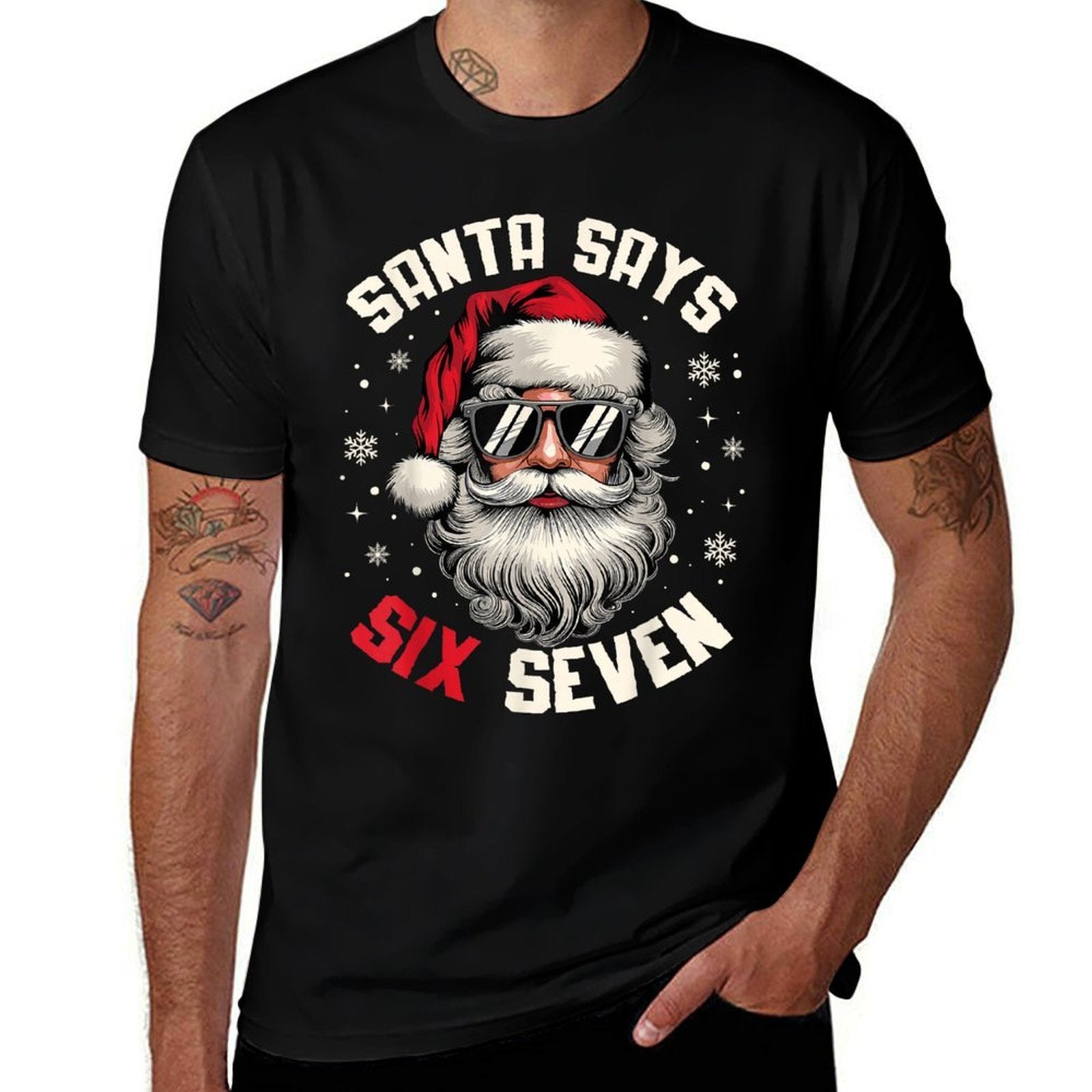 Santa Says Six Seven Funny Christmas 67 Meme Xmas Boys Girls  Graphic-printed T-Shirt