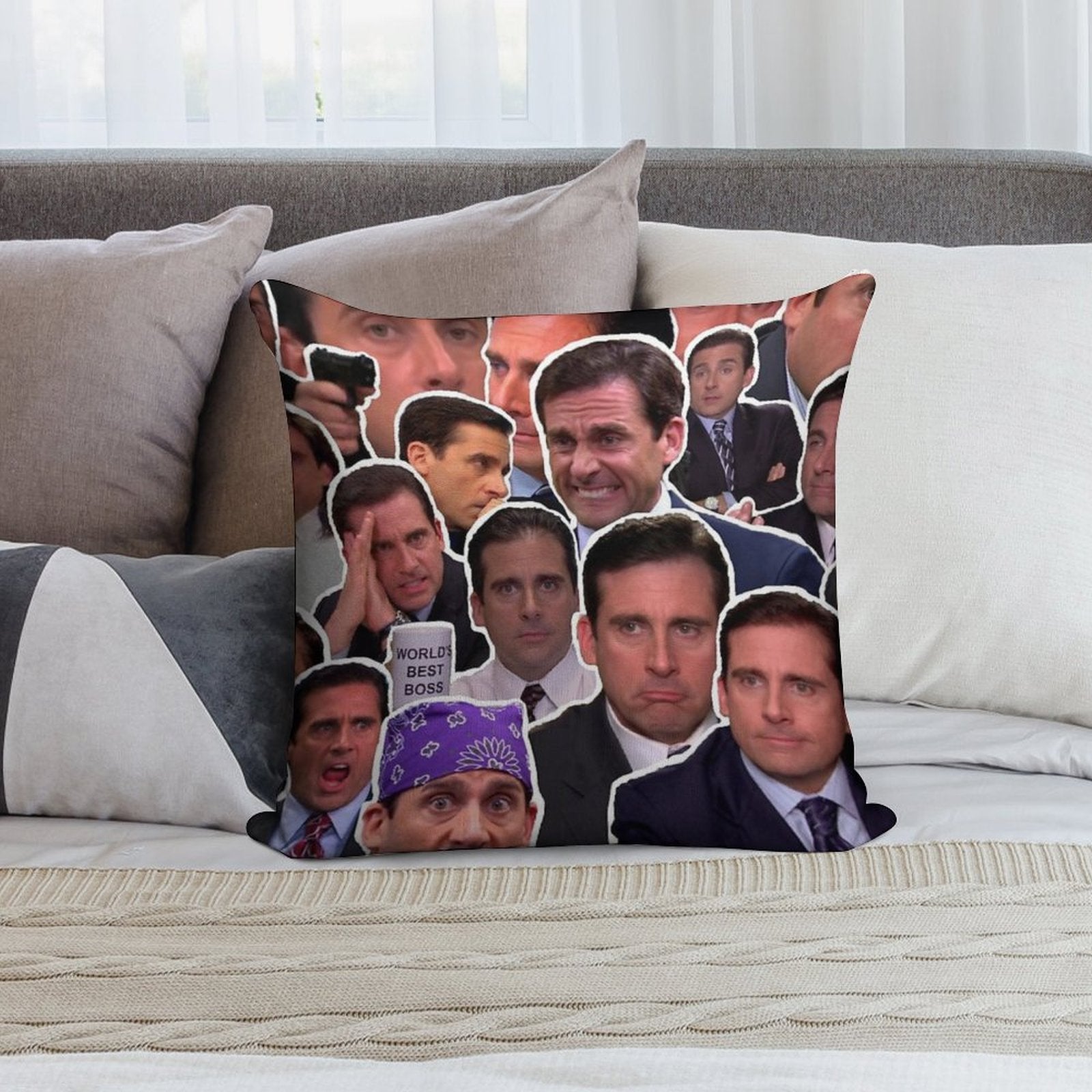 Michael Scott - The Office Collage Soft Hidden Zipper Throw Pillow