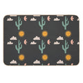 Boho Aesthetic Landscape Southwest Cactus And Sun - Charcoal Background  Eco-Friendly Bath Mat