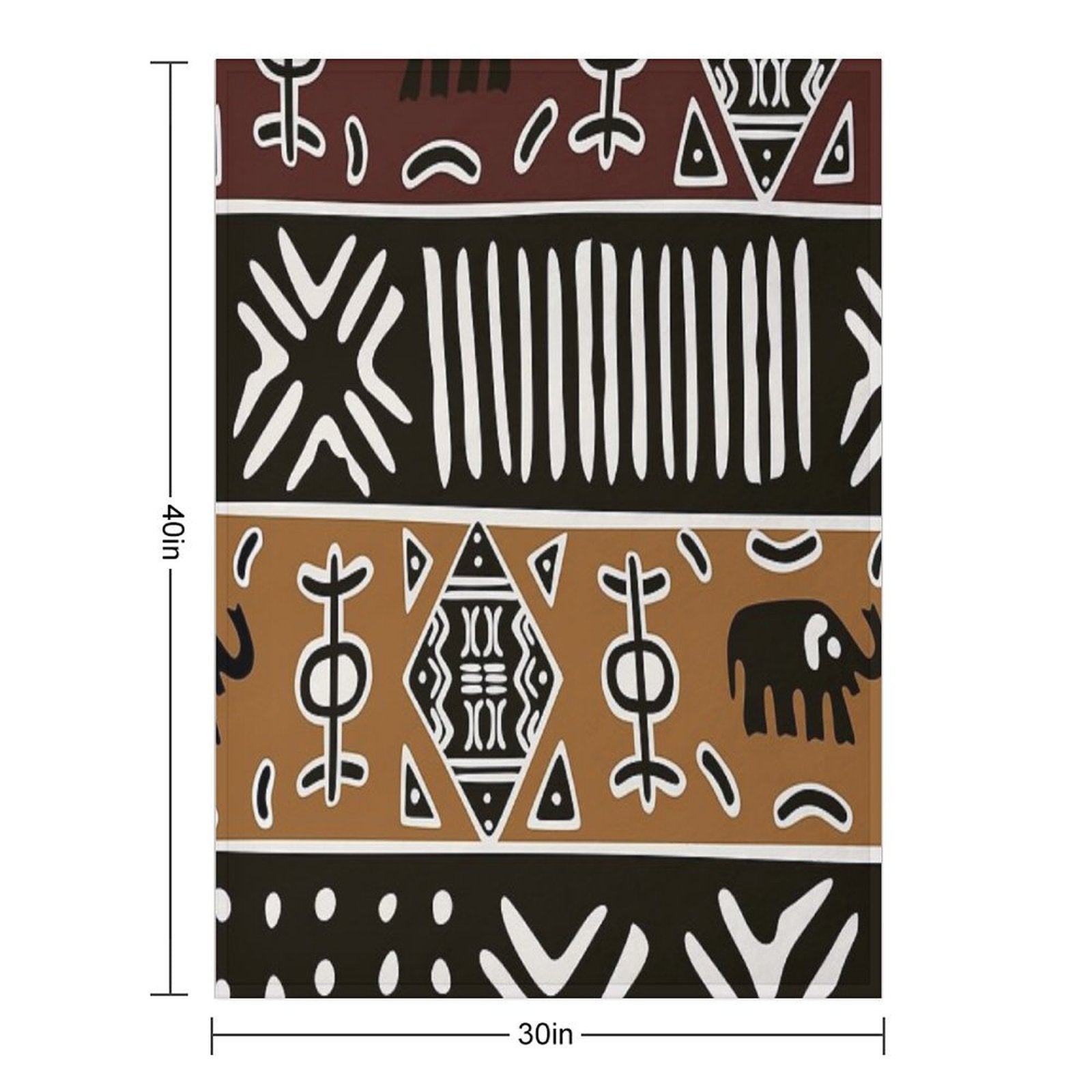 African Mud Cloth with Elephants Comfort Throw Blanket