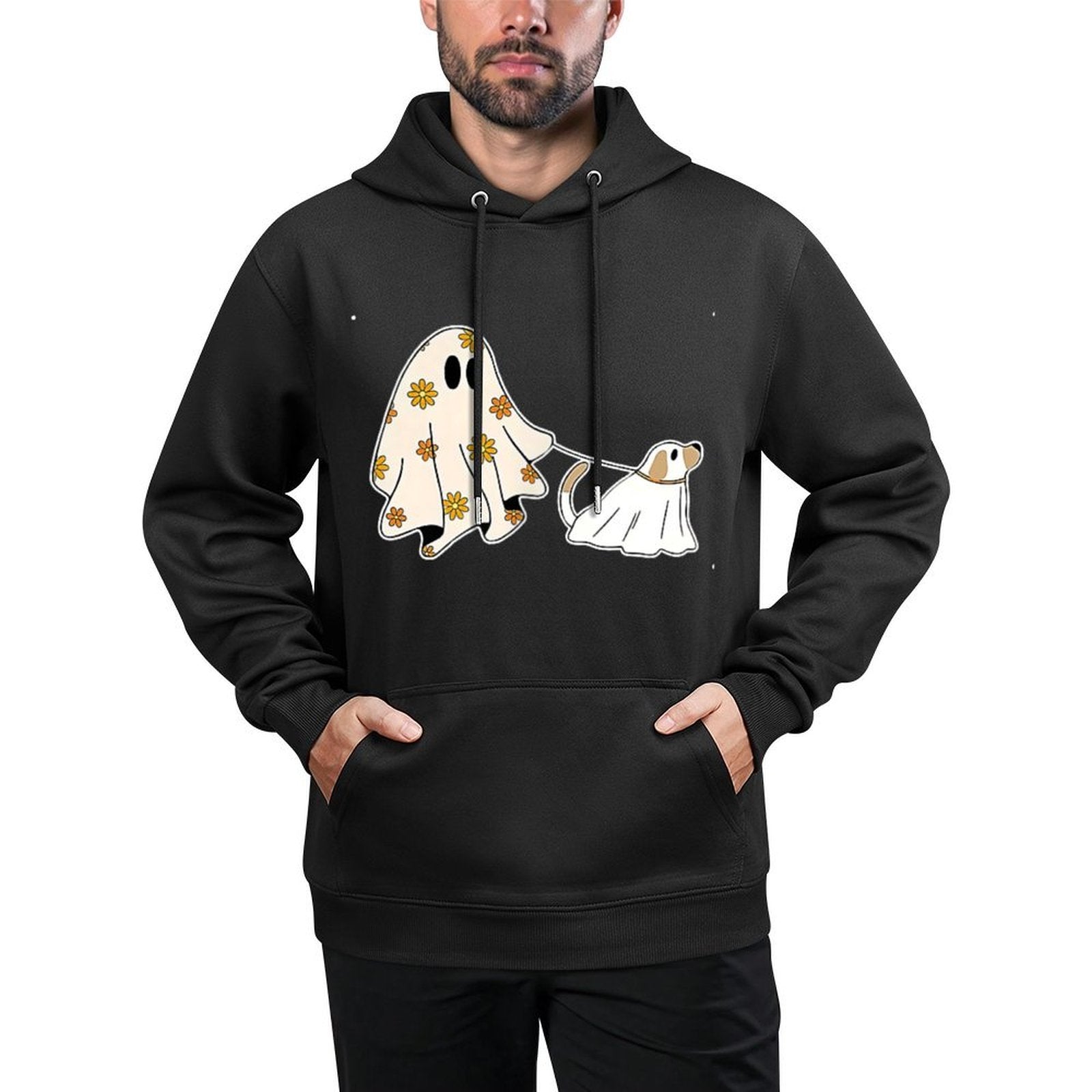 Ghost Dog, Dog Lovers Halloween for Men Women Kids Pilling-Resistant Hoodie