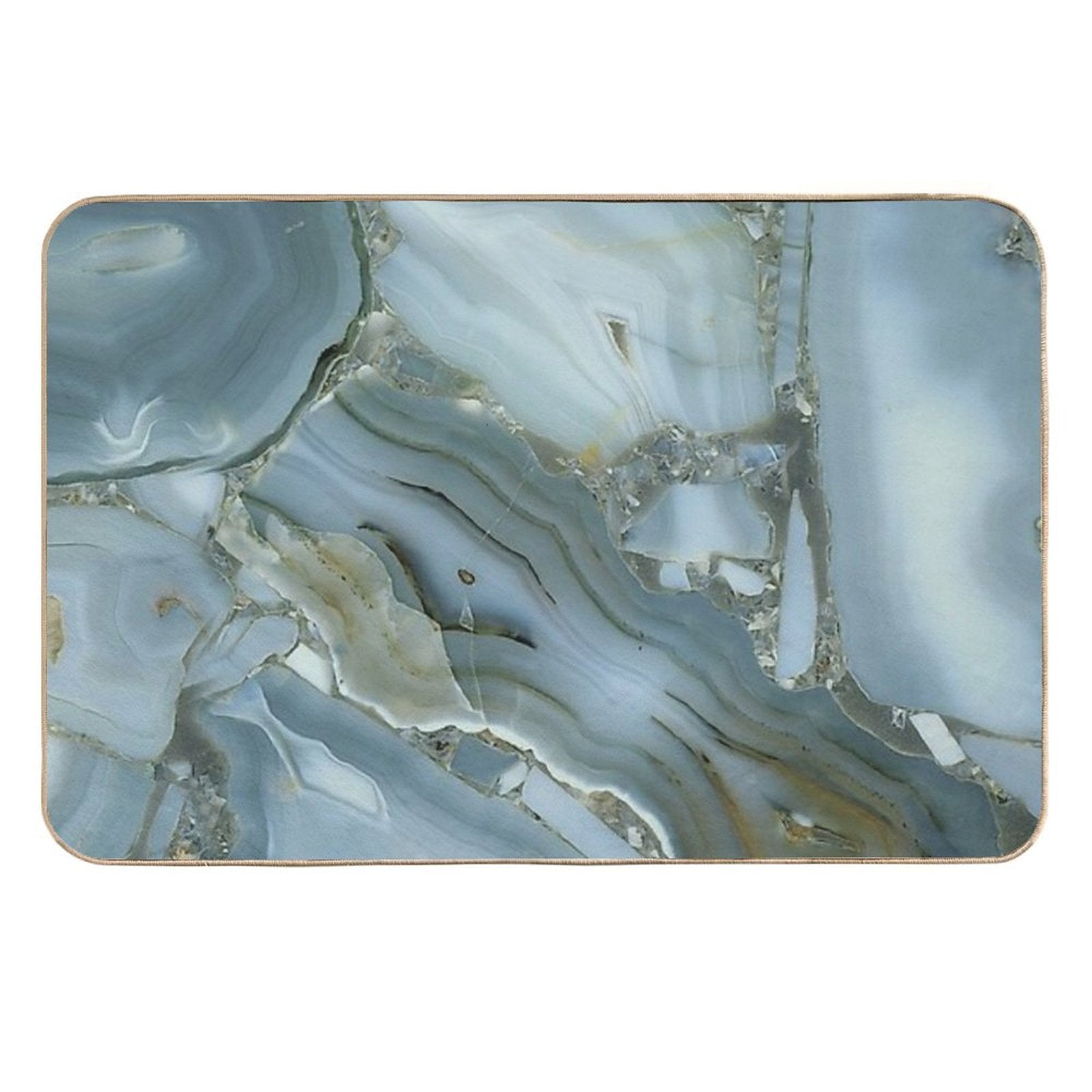 Preppy Minimalist Grey Slate Blue Marble  Easy Maintenance Bath Mat