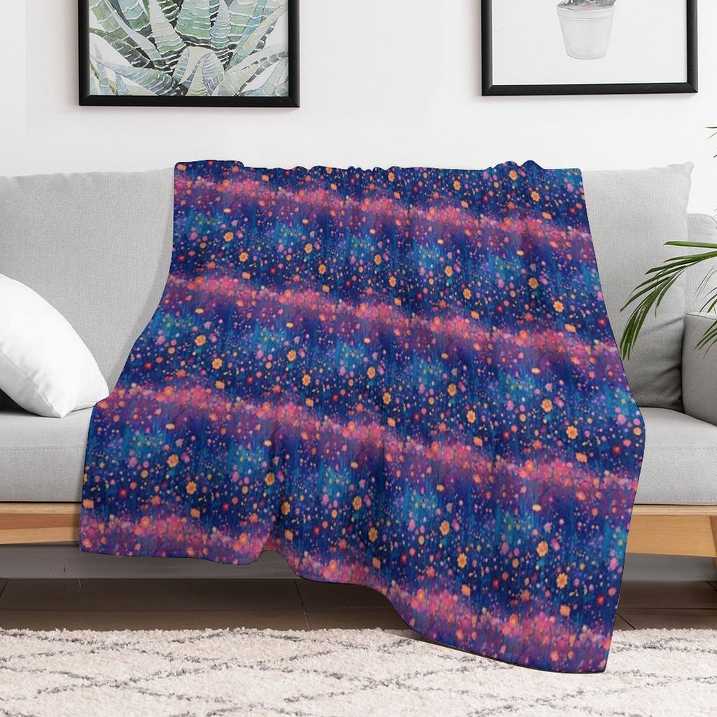 Field of Neon Cosmic Wildflowers Versatility Throw Blanket
