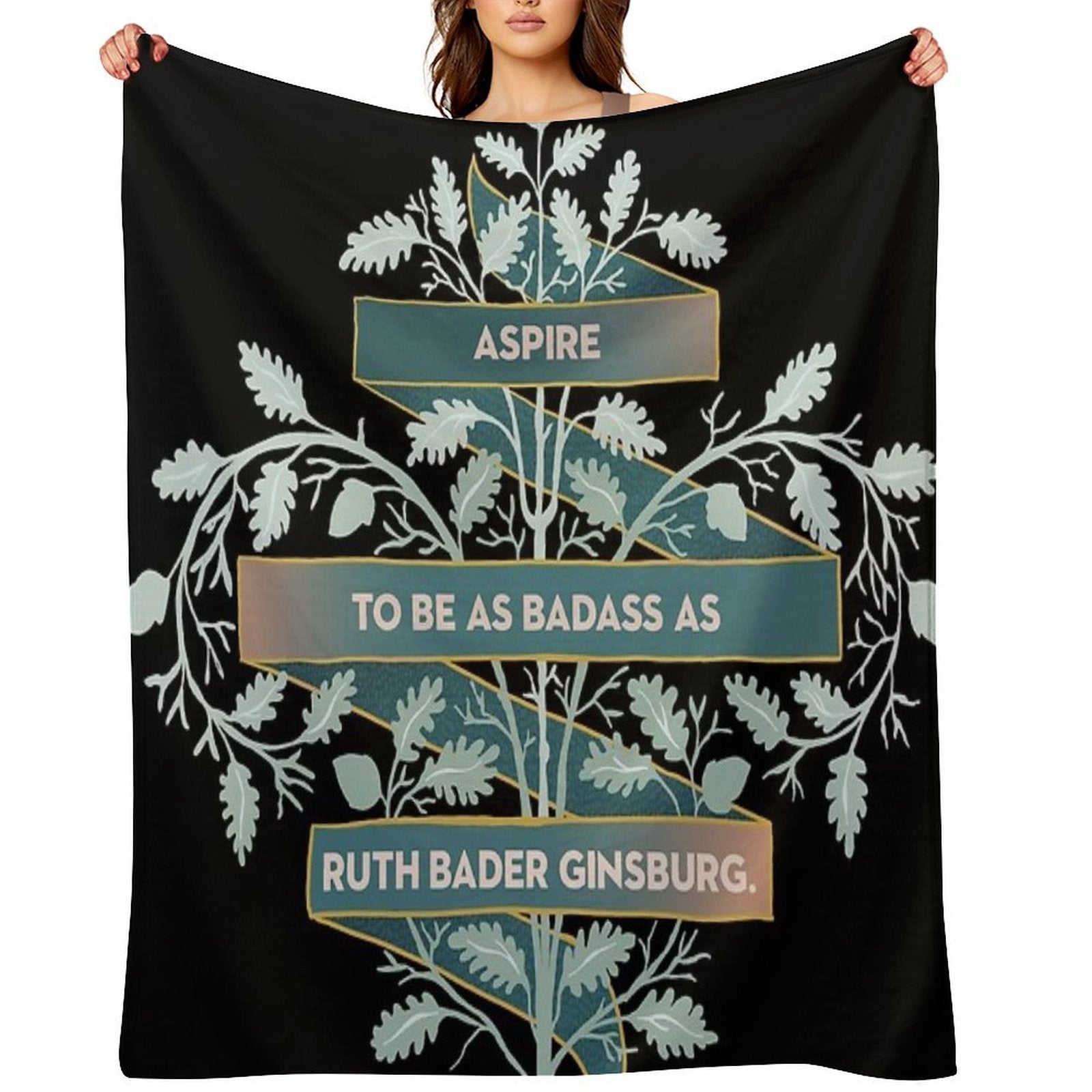 Aspire To Be As Badass As Ruth Bader Ginsburg Machine-washable Throw Blanket