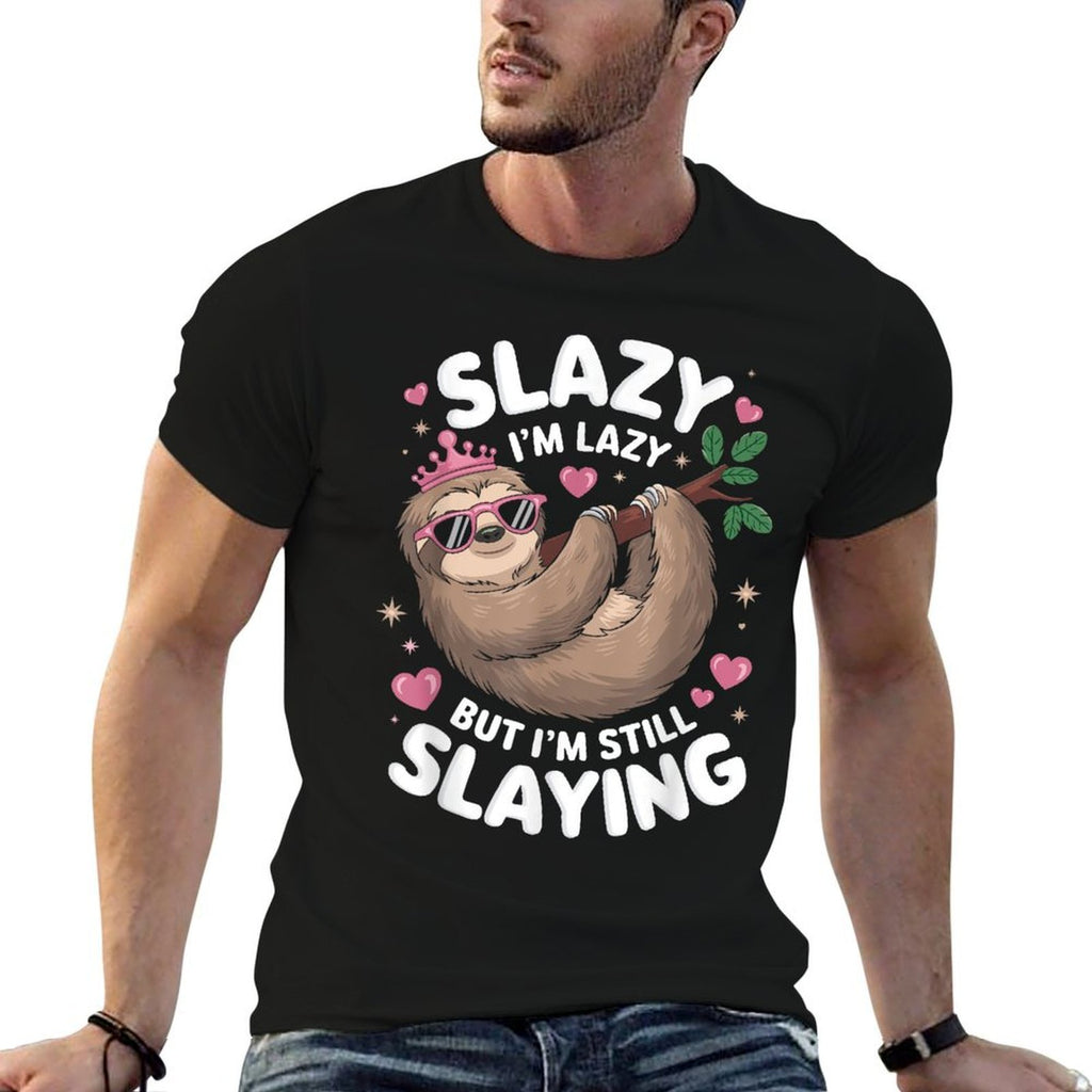Cute Tween Girl Funny Animal Sloth Slay Meme Trendy Slazy  Polyester Blend T-Shirt