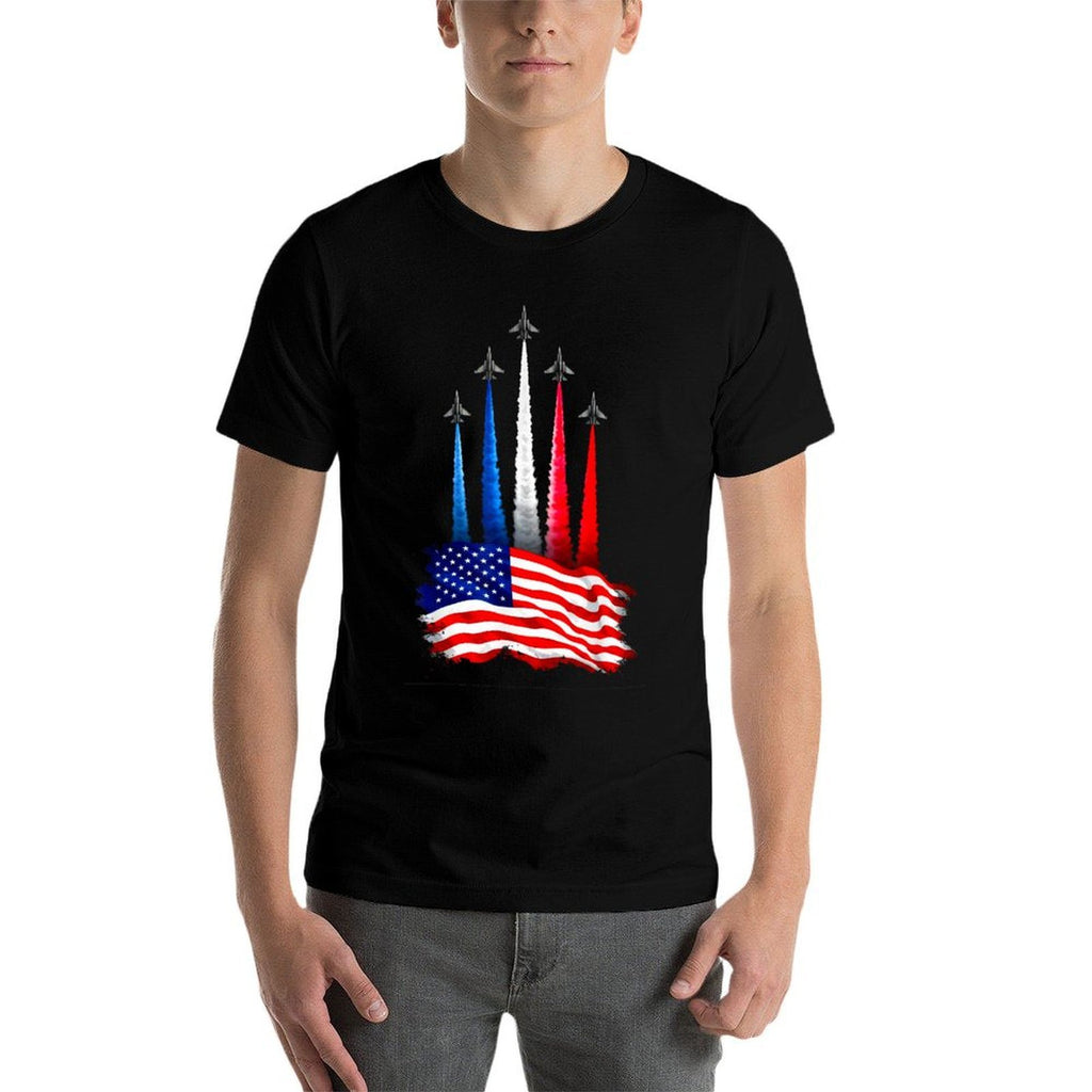 Independence Day American Jet Planes 4th of July  Summer-ready Fabric T-Shirt