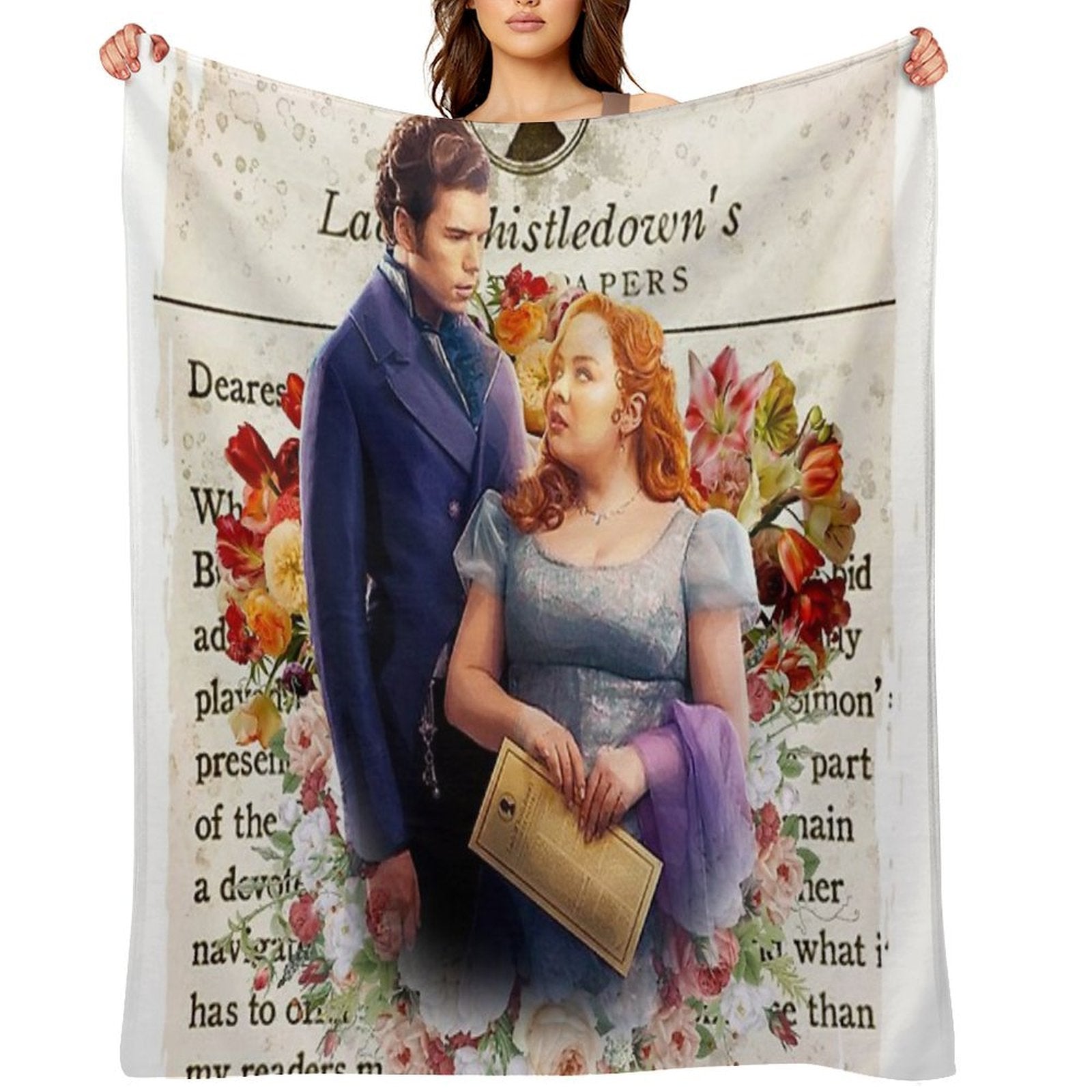 Colin Bridgerton & Penelope Featherington Lady Whistledown Society Papers Netflix Anti-pilling Throw Blanket