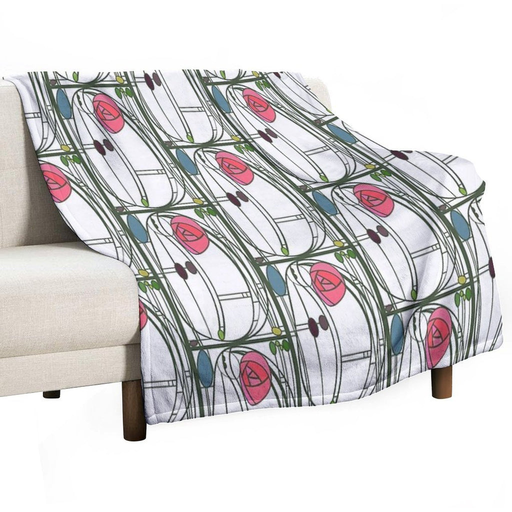 Charles Rennie MacIntosh Style Rose Panel Quick-dry Throw Blanket