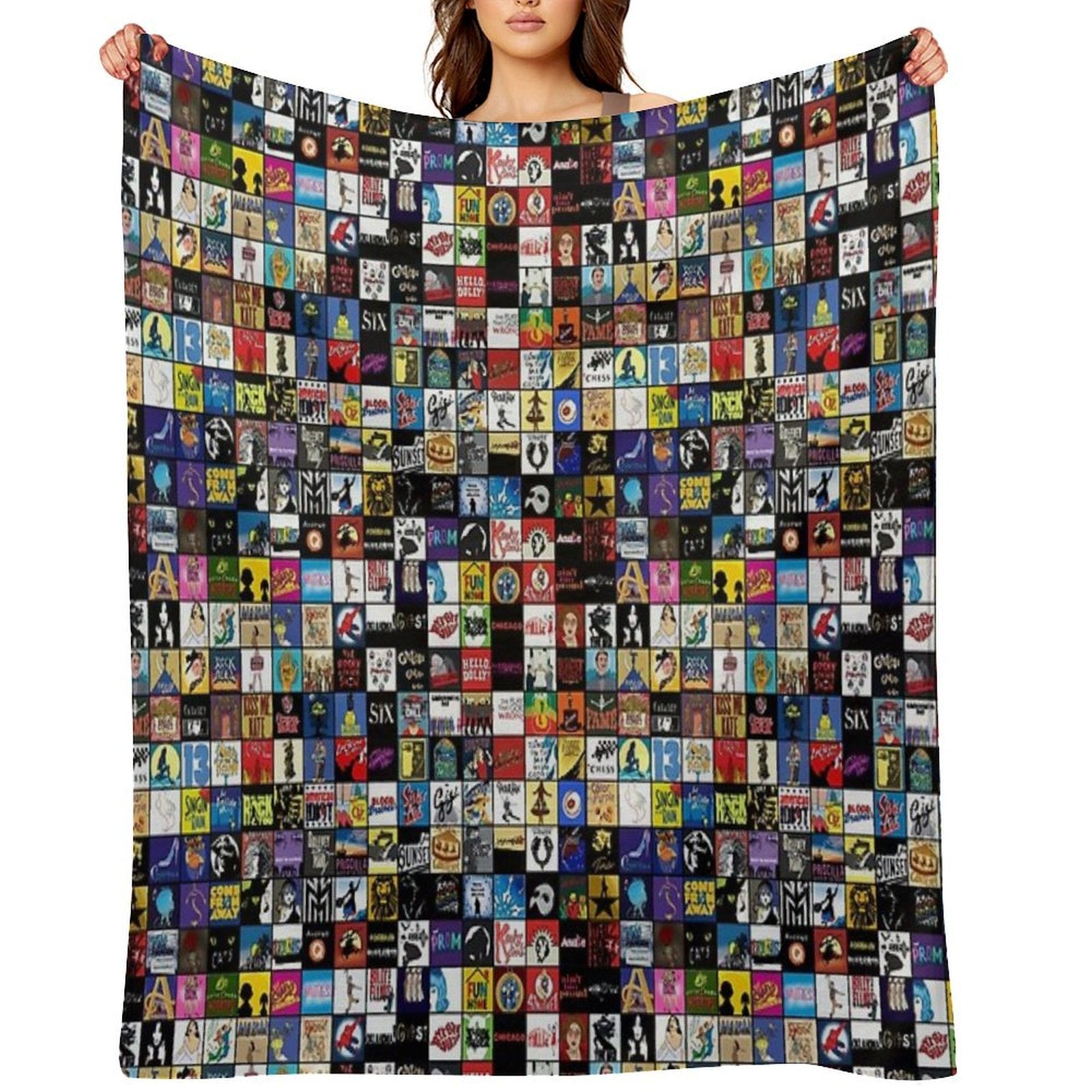 Broadway Musical Theatre Logos - Hand Drawn Sustainable Throw Blanket