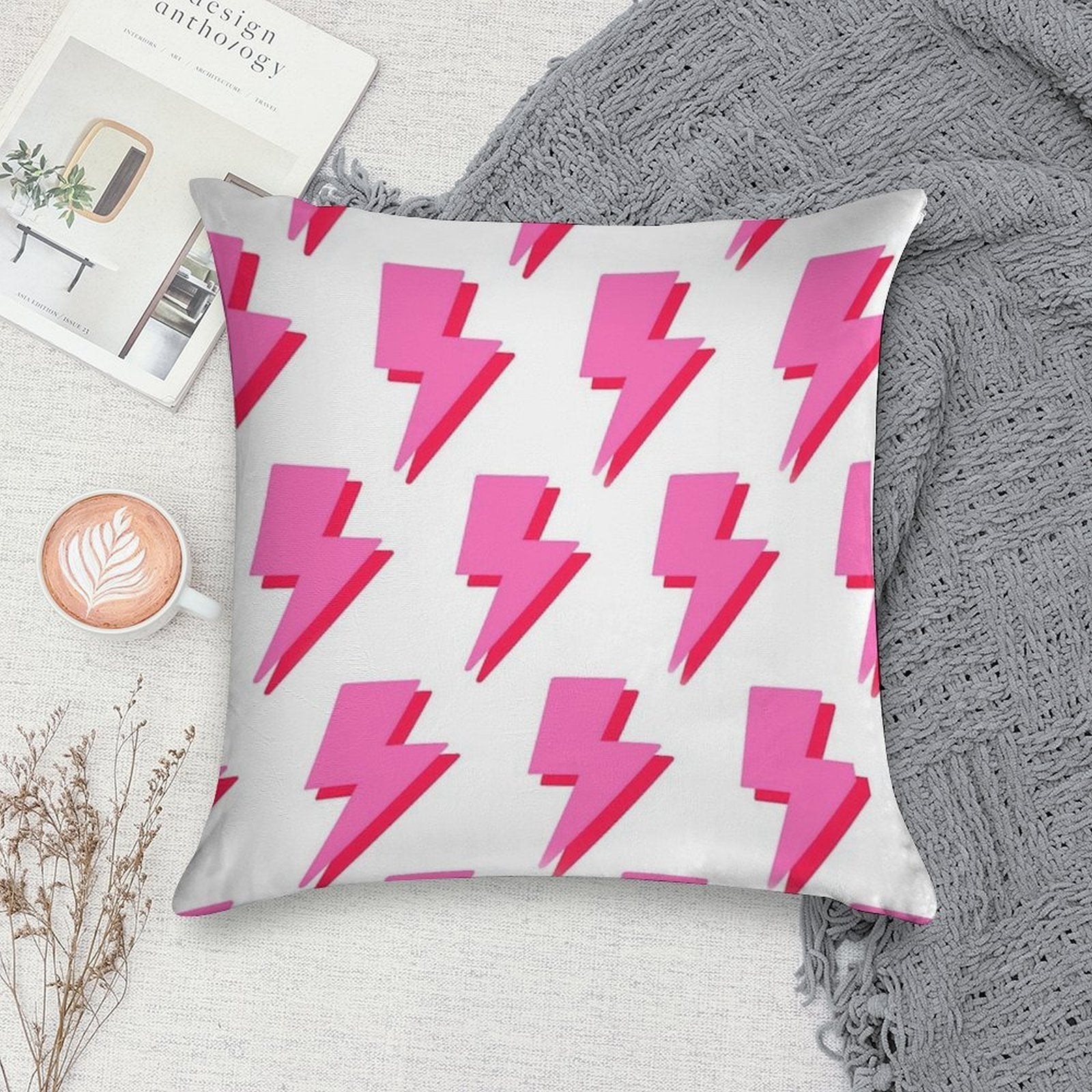 Preppy Lightning Bolts Soft Ultra-Soft Texture Throw Pillow