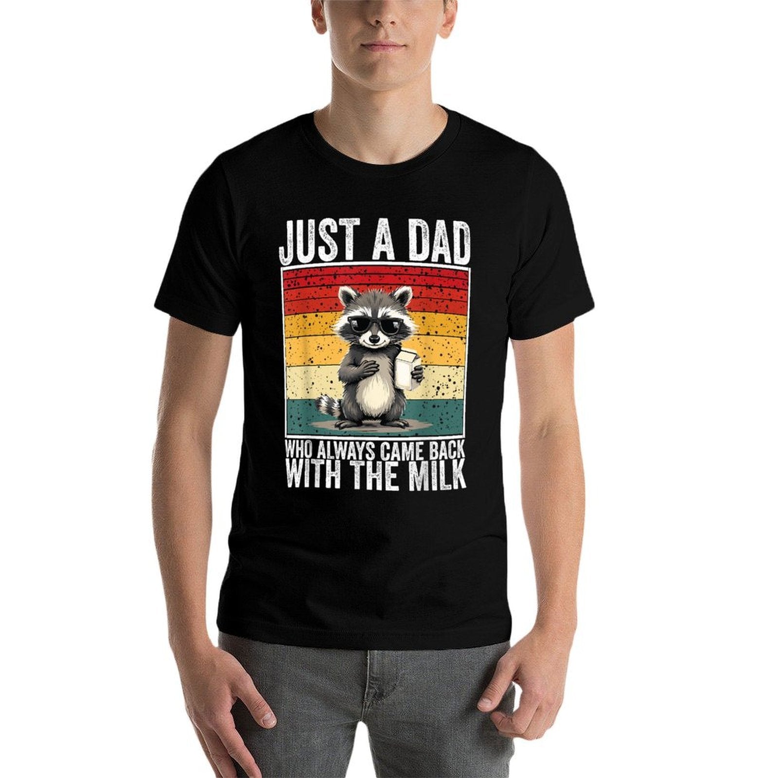 Just A Dad Who Always Came Back With The Milk Retro Design  Polyester Blend T-Shirt