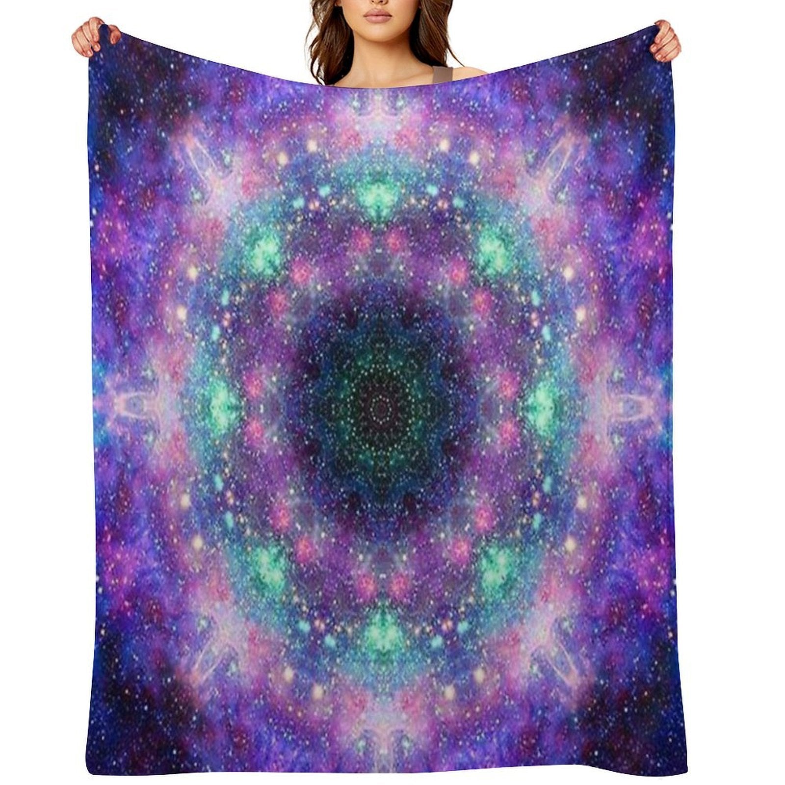 Trippy Purple Space Mandala All-season Throw Blanket