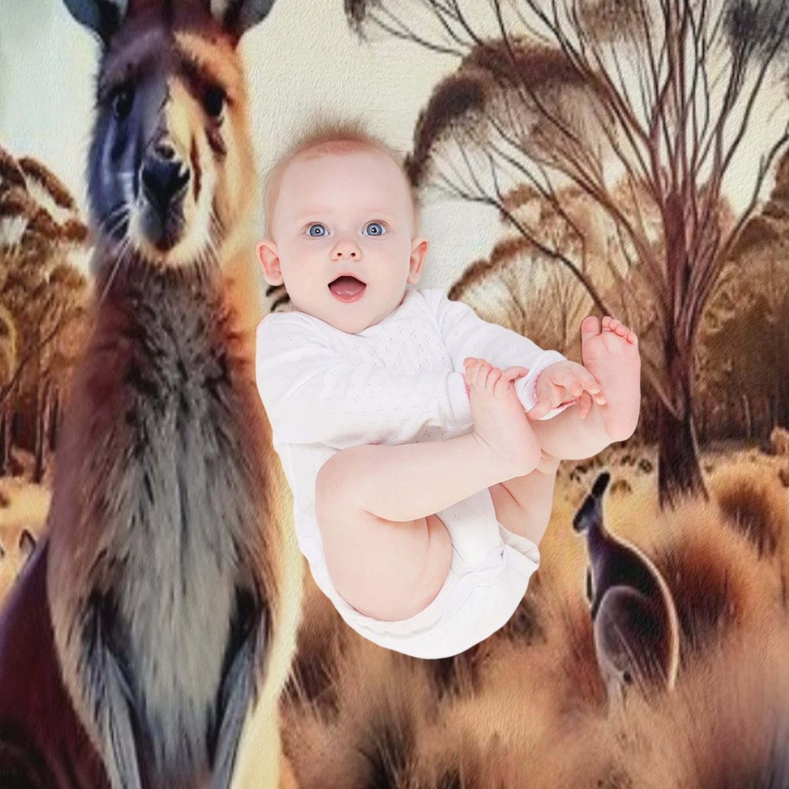 Kangaroo Plush Throw Blanket