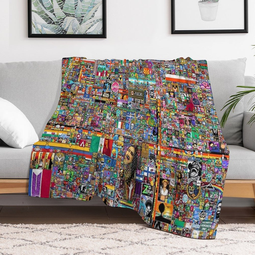 R Place Pixel Art Travel-friendly Throw Blanket