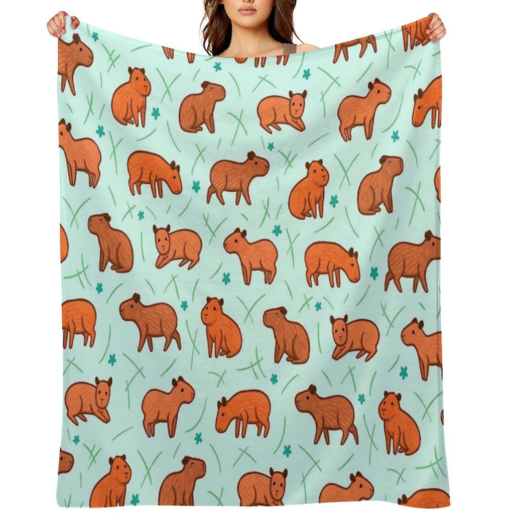 Capybara Pattern Anti-pilling Throw Blanket