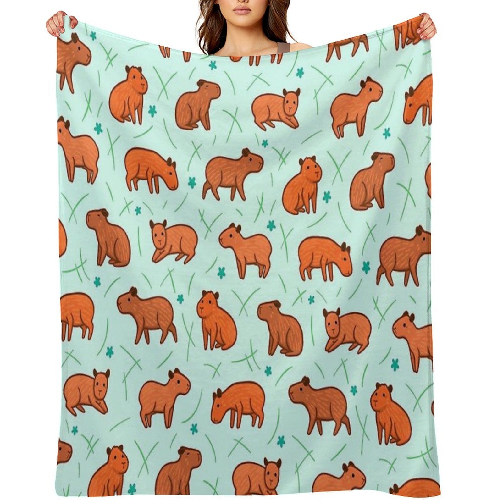 Capybara Pattern Anti-pilling Throw Blanket
