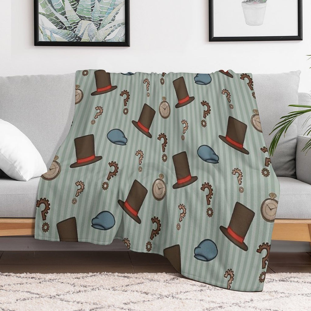 Professor Layton Repeated Pattern (Green) Easy Care Throw Blanket
