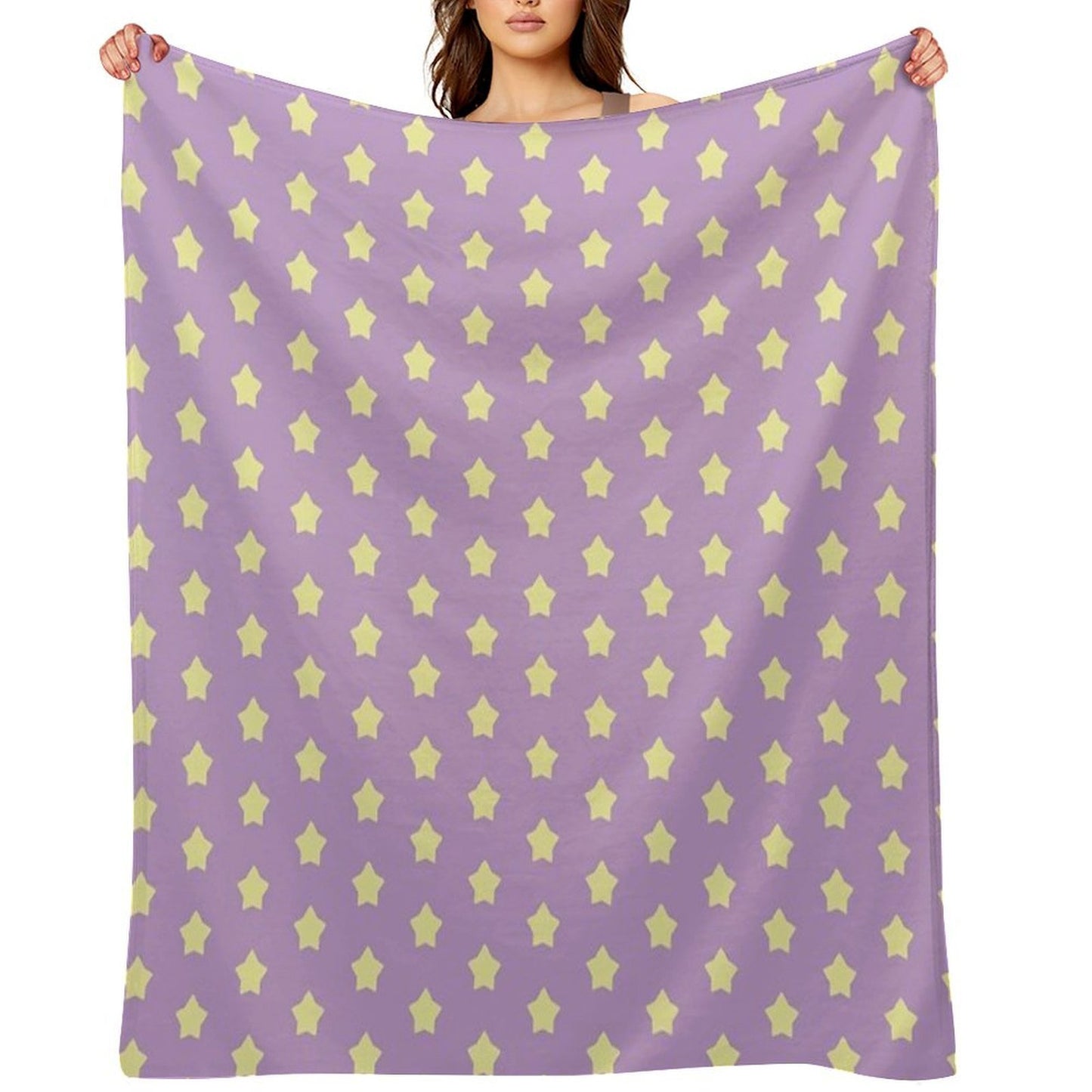 Yellow Stars on Purple Pop Shrink-resistant Throw Blanket
