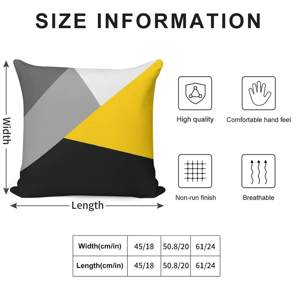 Simple Modern Gray Yellow And Black Geo Soft Anti-Pilling Throw Pillow