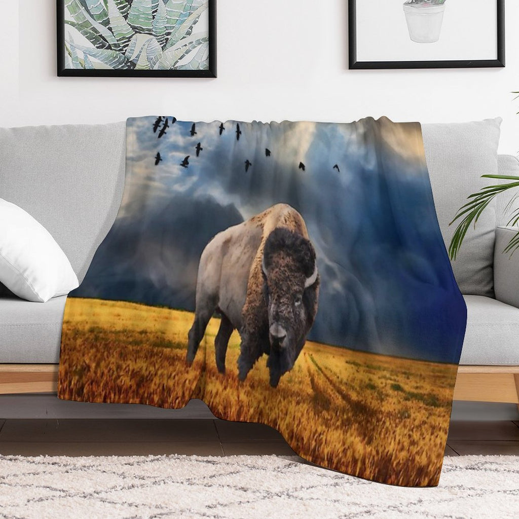 Buffalo On The Plains Travel-friendly Throw Blanket