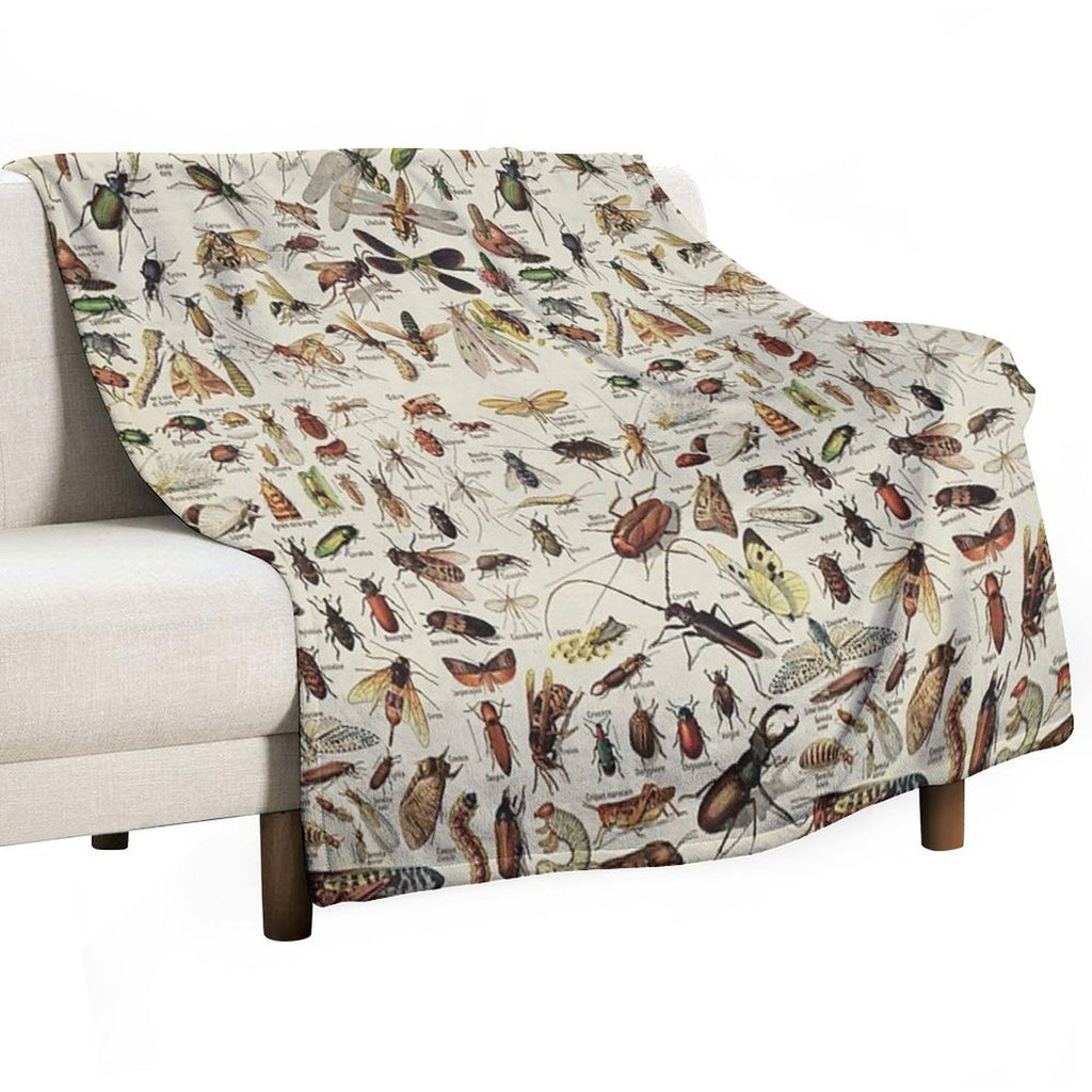 Insects Chart. Scientific Illustration, Text in French Eco-conscious Throw Blanket