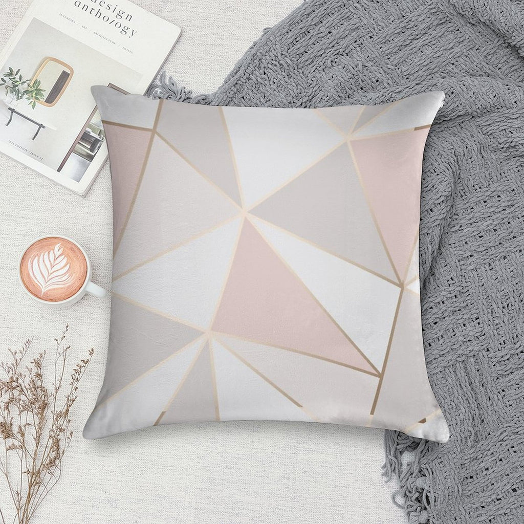 Geometric Pink & Gray Soft Luxury Feel Throw Pillow