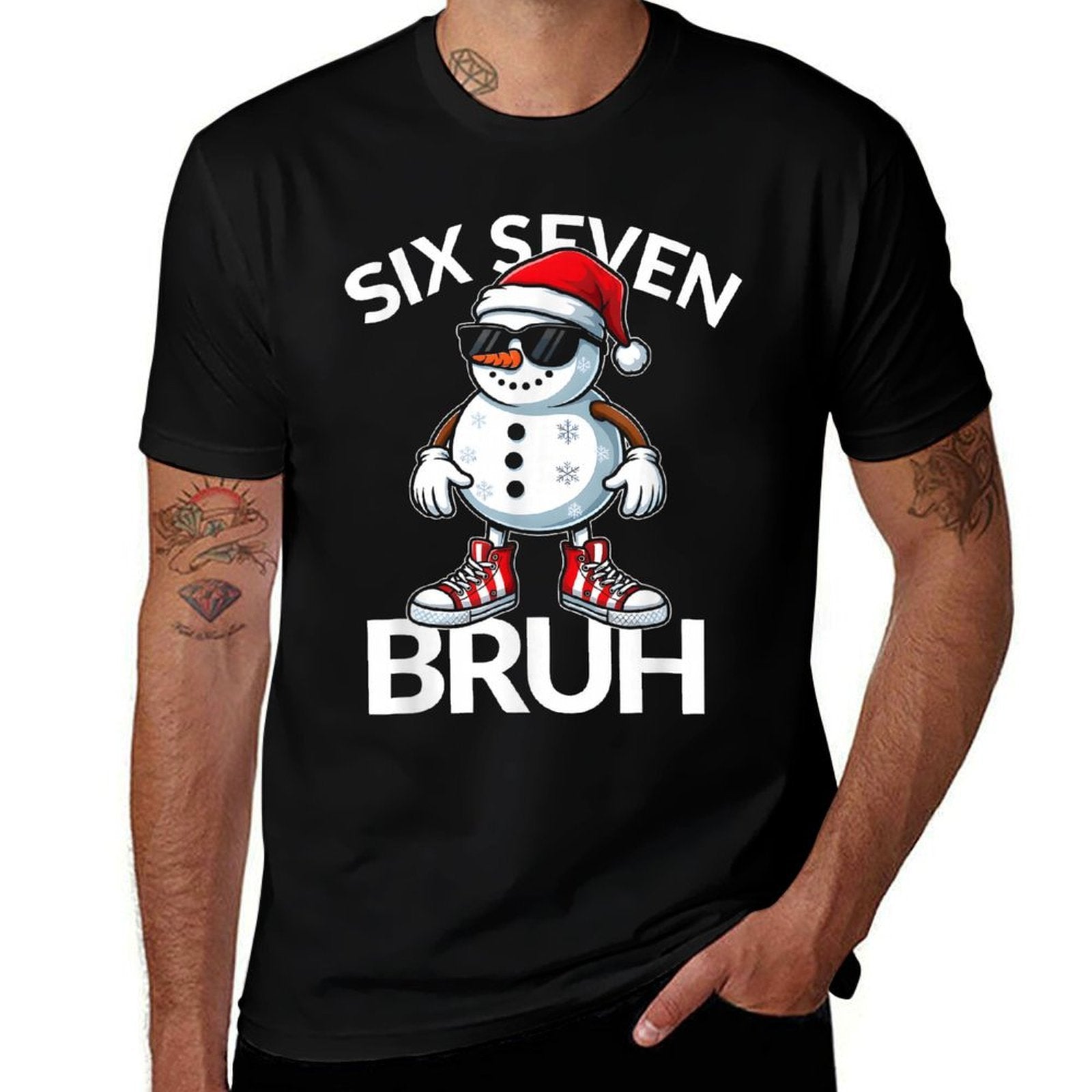 Bruh Six Seven 6 7 Meme Christmas Funny Xmas Mens Kids Women Comfortable T-Shirt