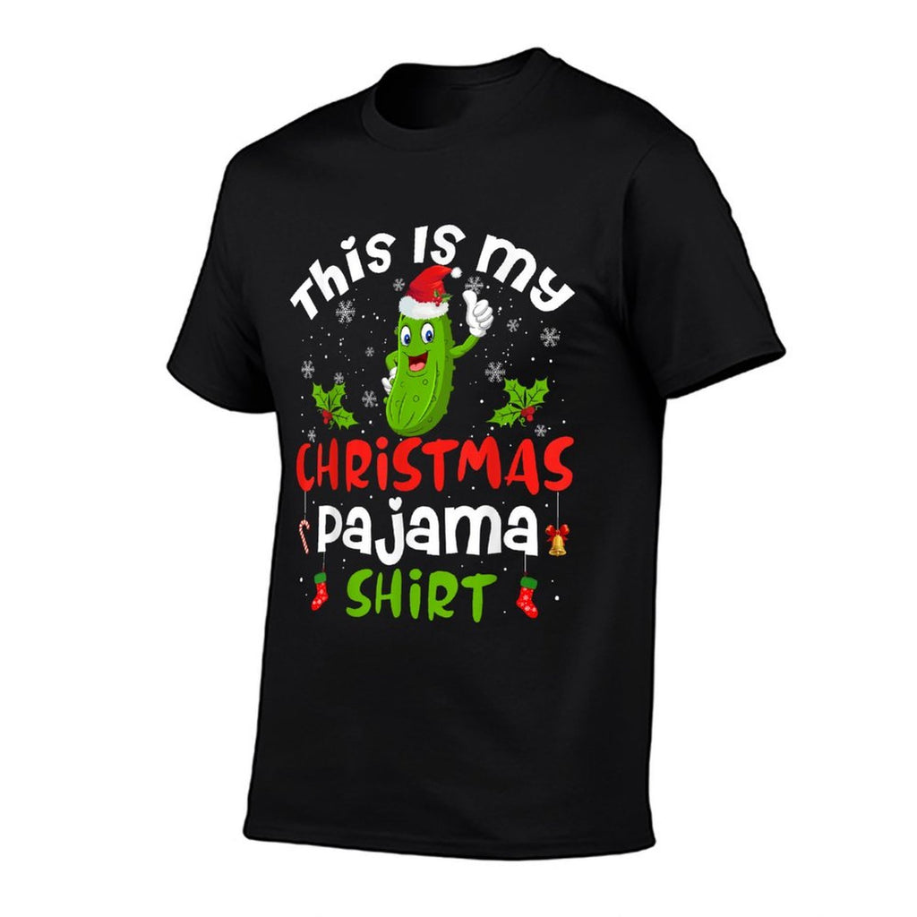 This Is My Christmas Pajama Pickle Cucumber Santa Hat  Slim-fit Cut T-Shirt