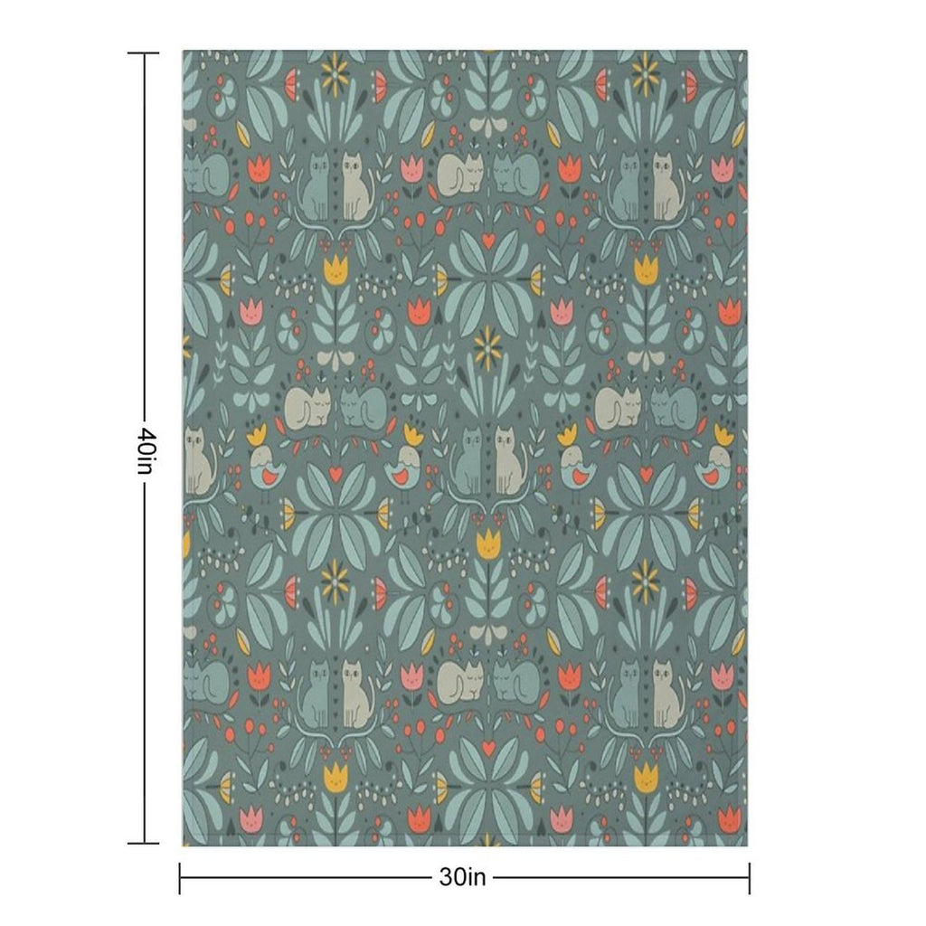 Swedish Folk Cats Wrinkle-free Throw Blanket